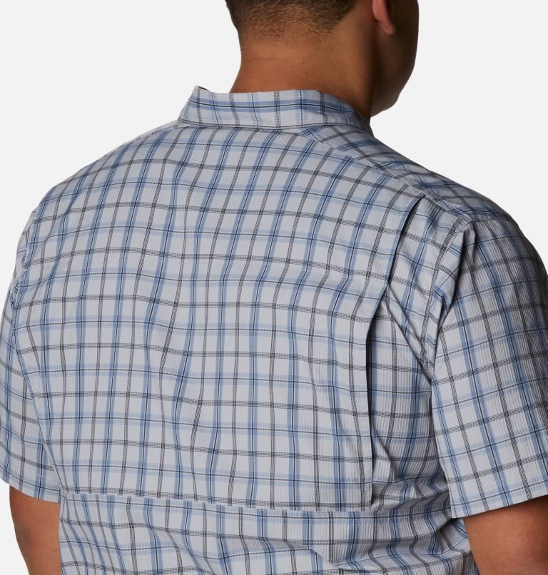 Men's Columbia Silver Ridge Lite Plaid Short Sleeve Shirts Navy | Plus Size CA-NC06A